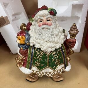 Retired & Hard to Find - Fitz & Floyd, Jolly Ole St Nick Cookie Jar 🎄Like New🎄
